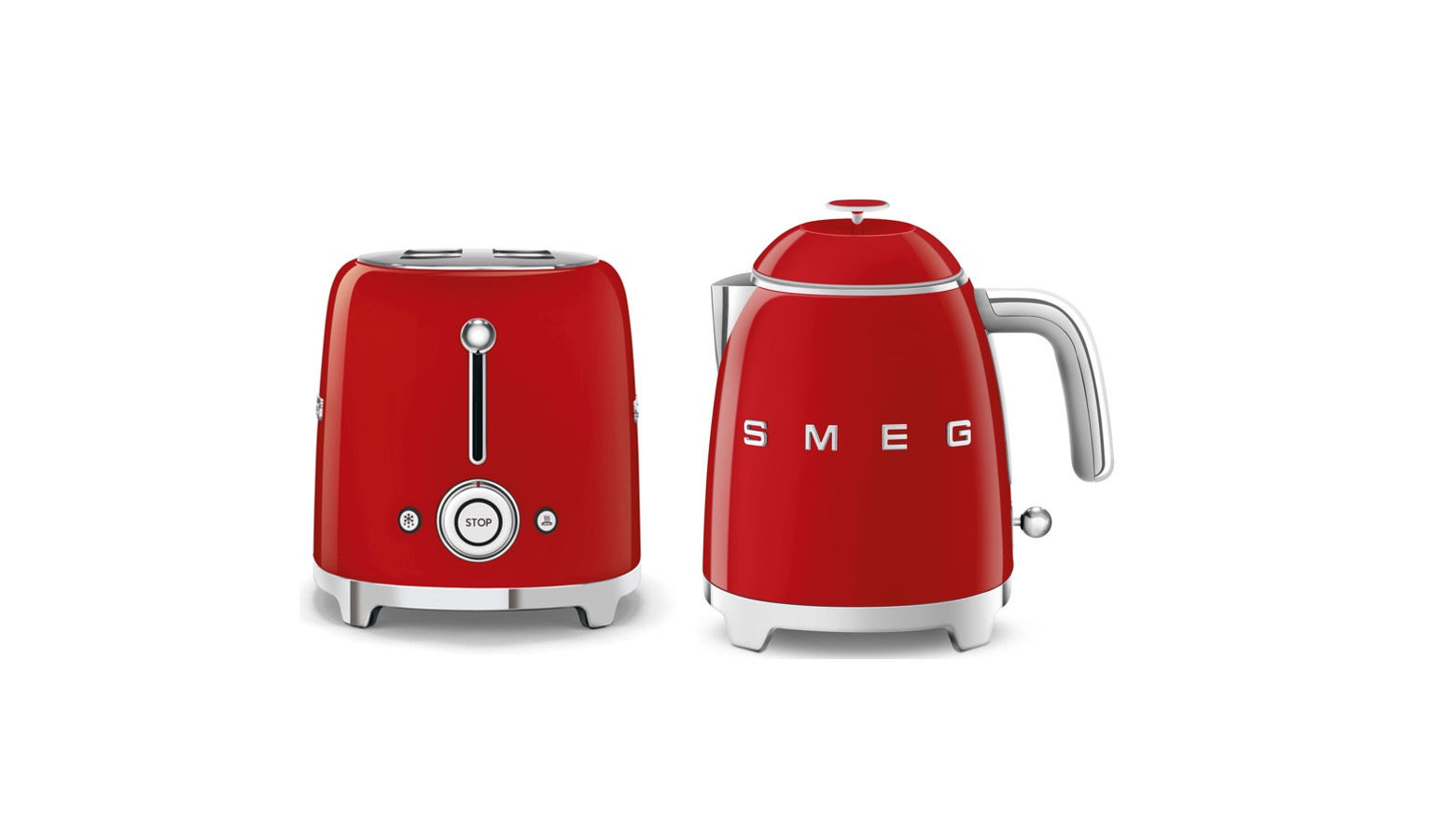 Smeg 50's Style Toaster (TSF01RDUK) + Mini Kettle - Red (KLF05RDUK)