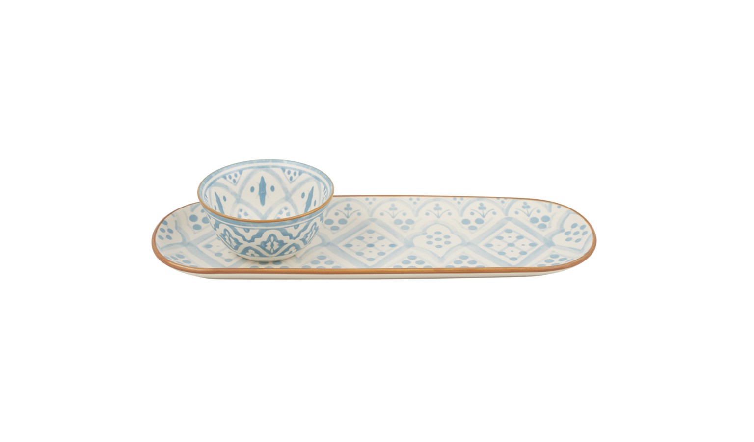 Aleah Ceramic Bowl with Serving Tray - Blue