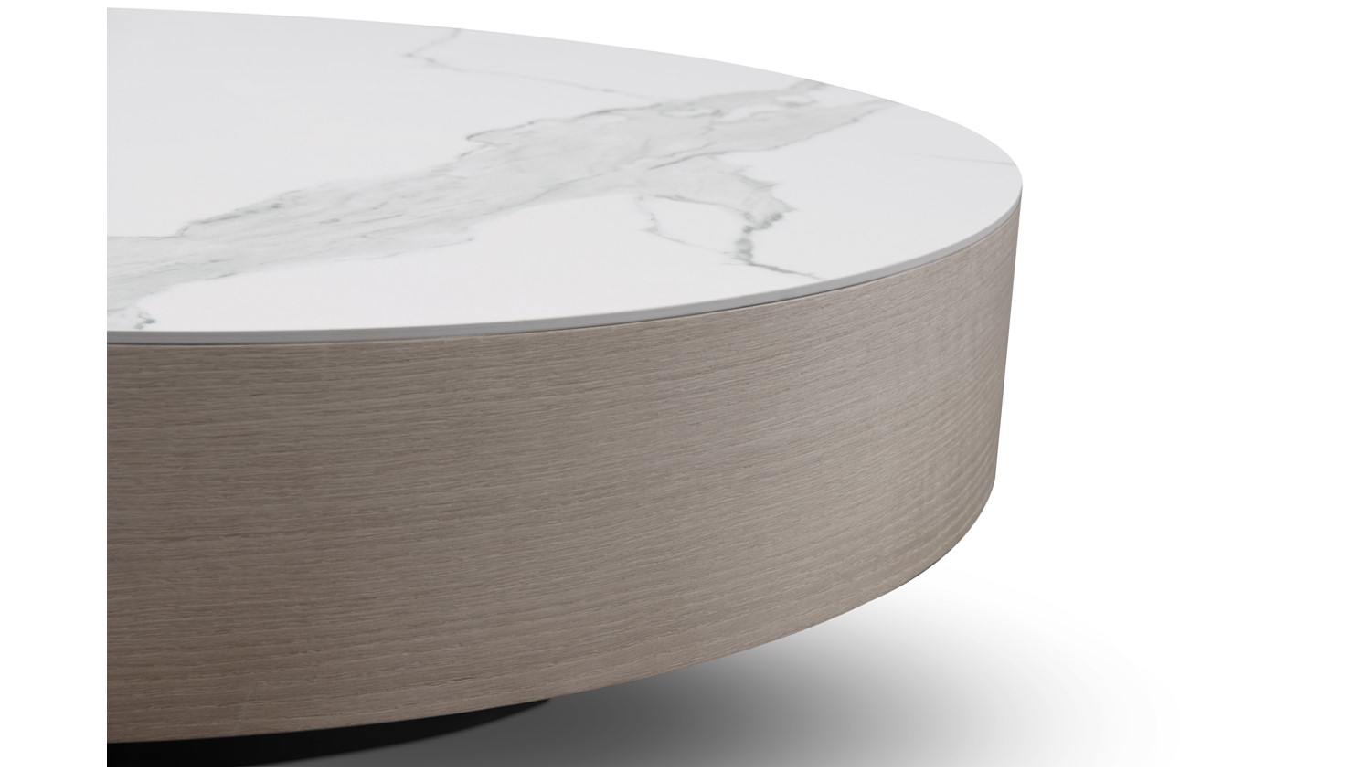 LifeStyle Coin 105cm White Ceramic Top Round Coffee Table - White / Grey_1