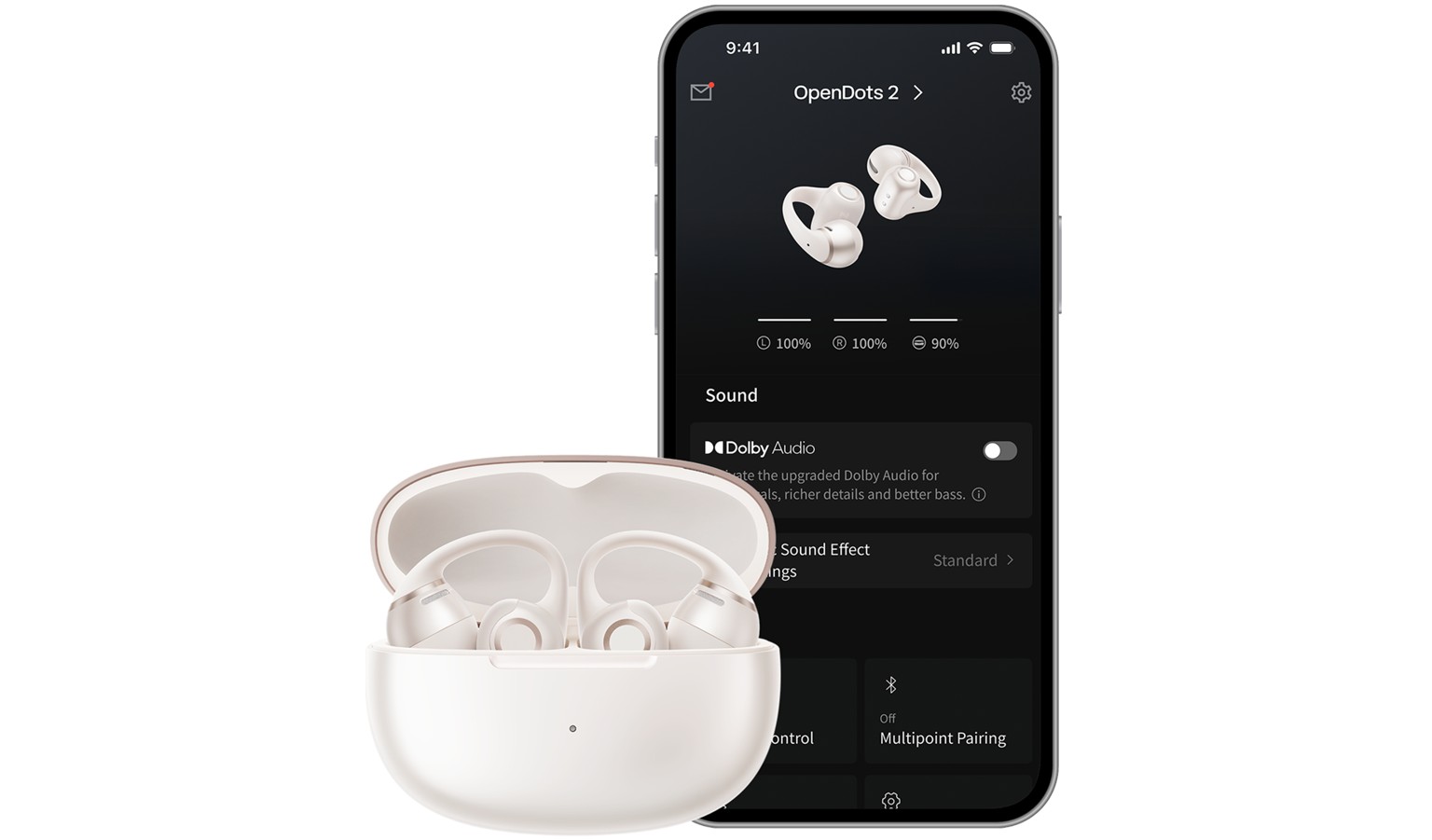Shokz OpenDots 2 Open-Ear Clip-On Earbuds - Pearl White (E320-ST-WT)_4