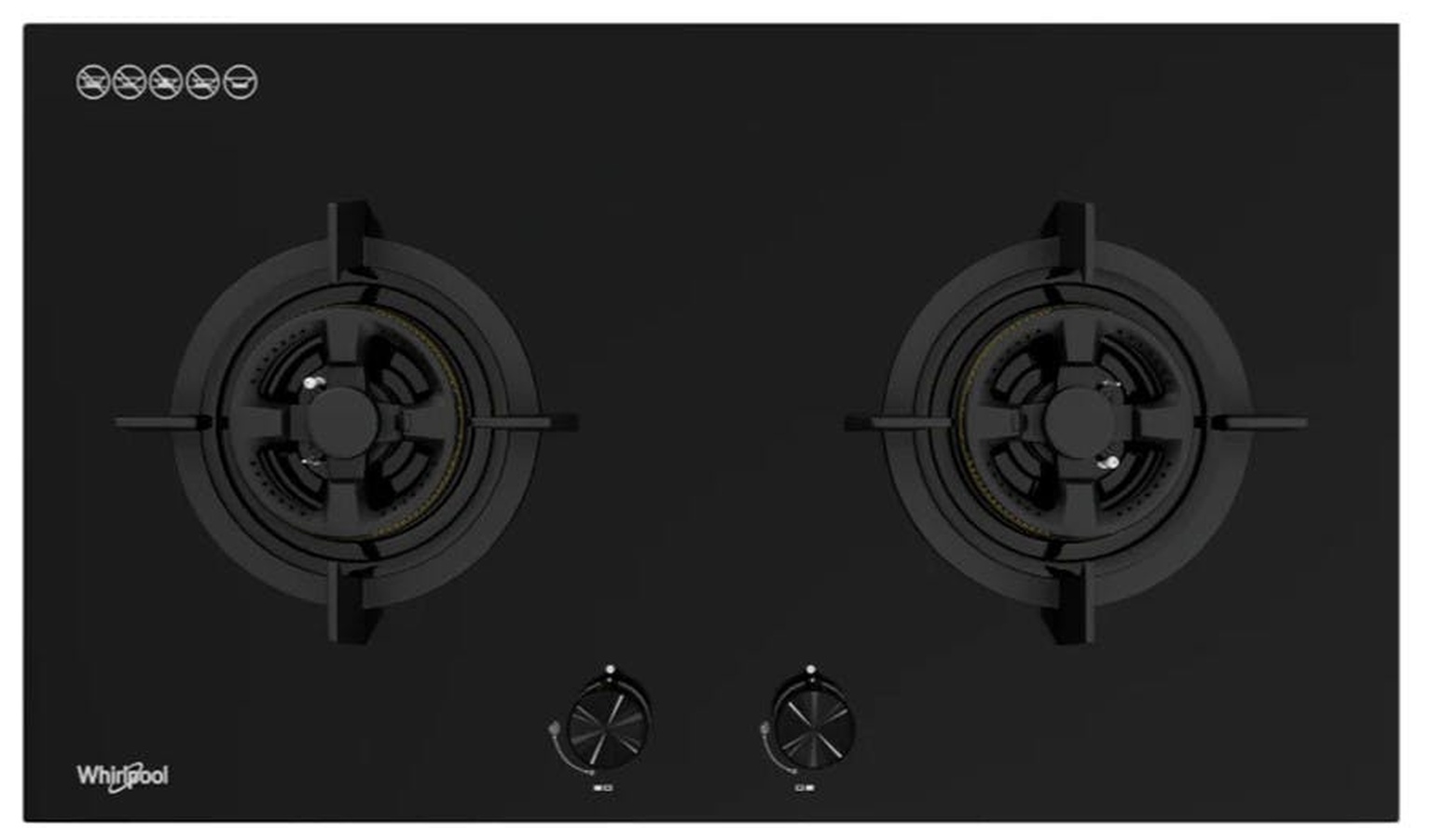 Whirlpool GWG7820LS 78cm 2-Burners LPG Gas Hob - Black.