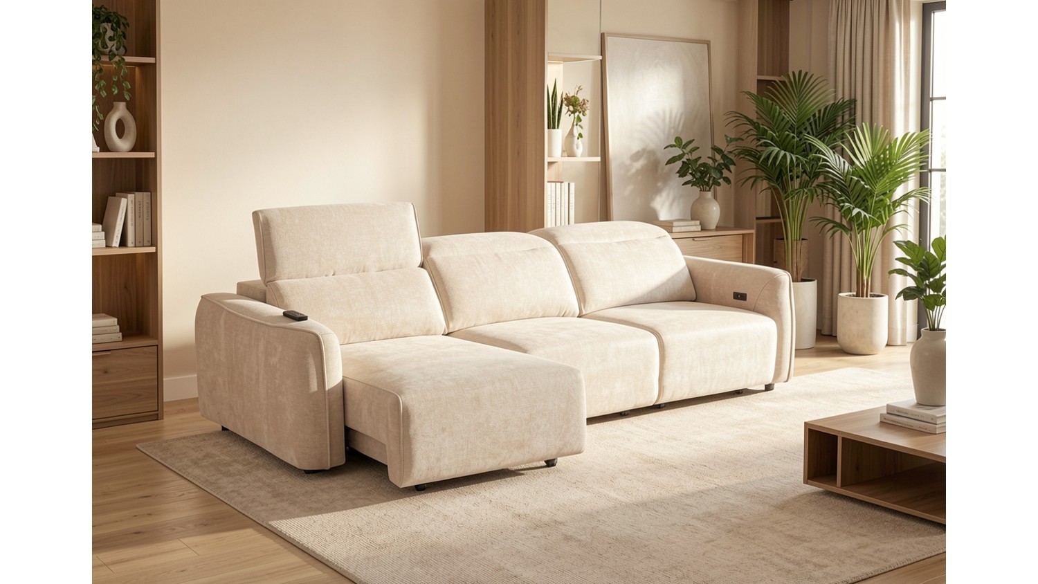 LifeStyle Avero 3 Seater Pet-Friendly Fabric Power Slide Out Sofa - Montmartre Tan_4