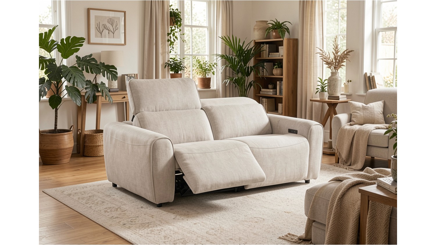 LifeStyle Civio 2 Seater Pet-Friendly Fabric Zero Wall Power Recliner Sofa - Light Grey_4