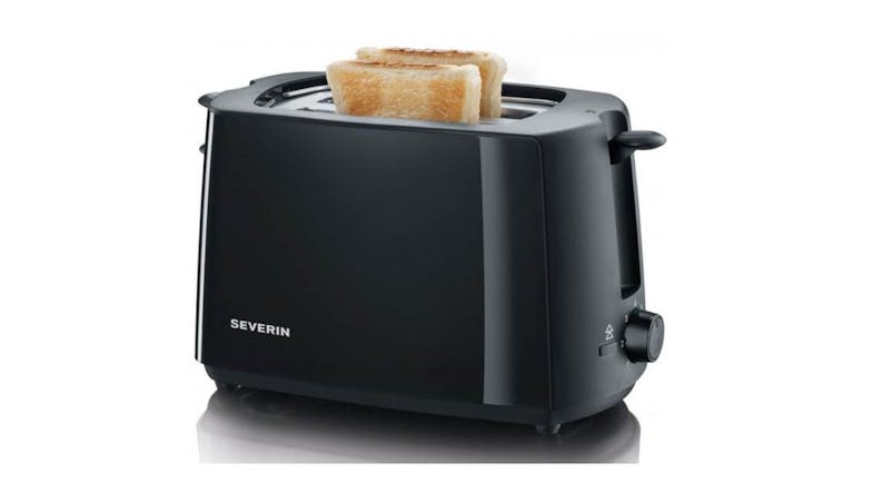 Severin AT 2287 Automatic Bread Toaster with Bun Warmer - Black (Front View)