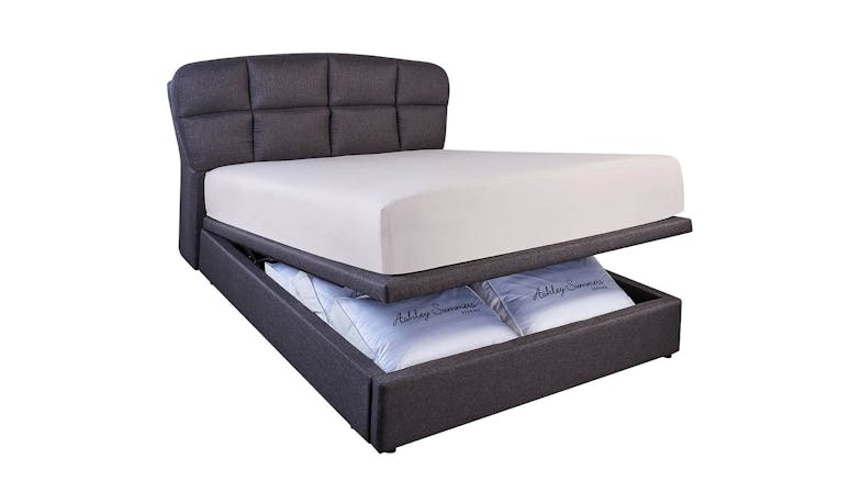 Dortmund Queen Size Storage Bed Frame - Fabric Upholstered