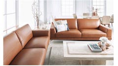 Youma Italian Full Leather 2 Seater Sofa with Chaise