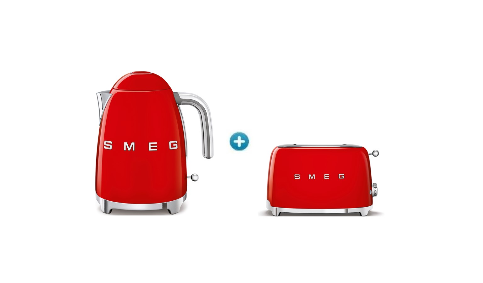 red smeg toaster and kettle