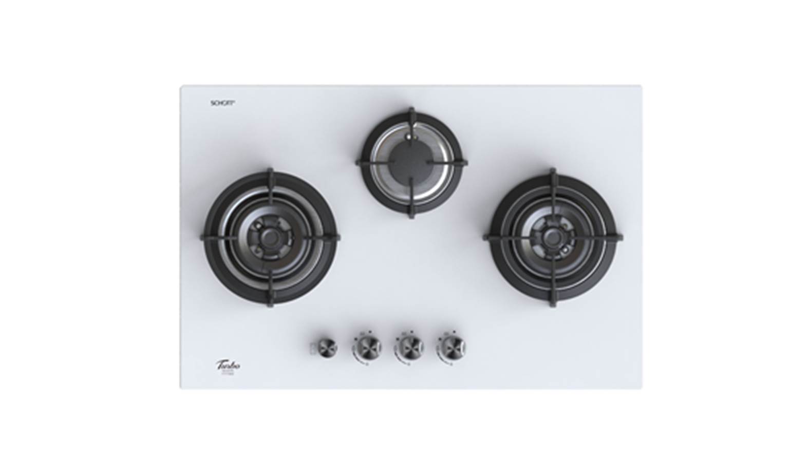 Turbo Incanto T773GV-OW 77cm 3-Burner Built-In Glass Hob - White