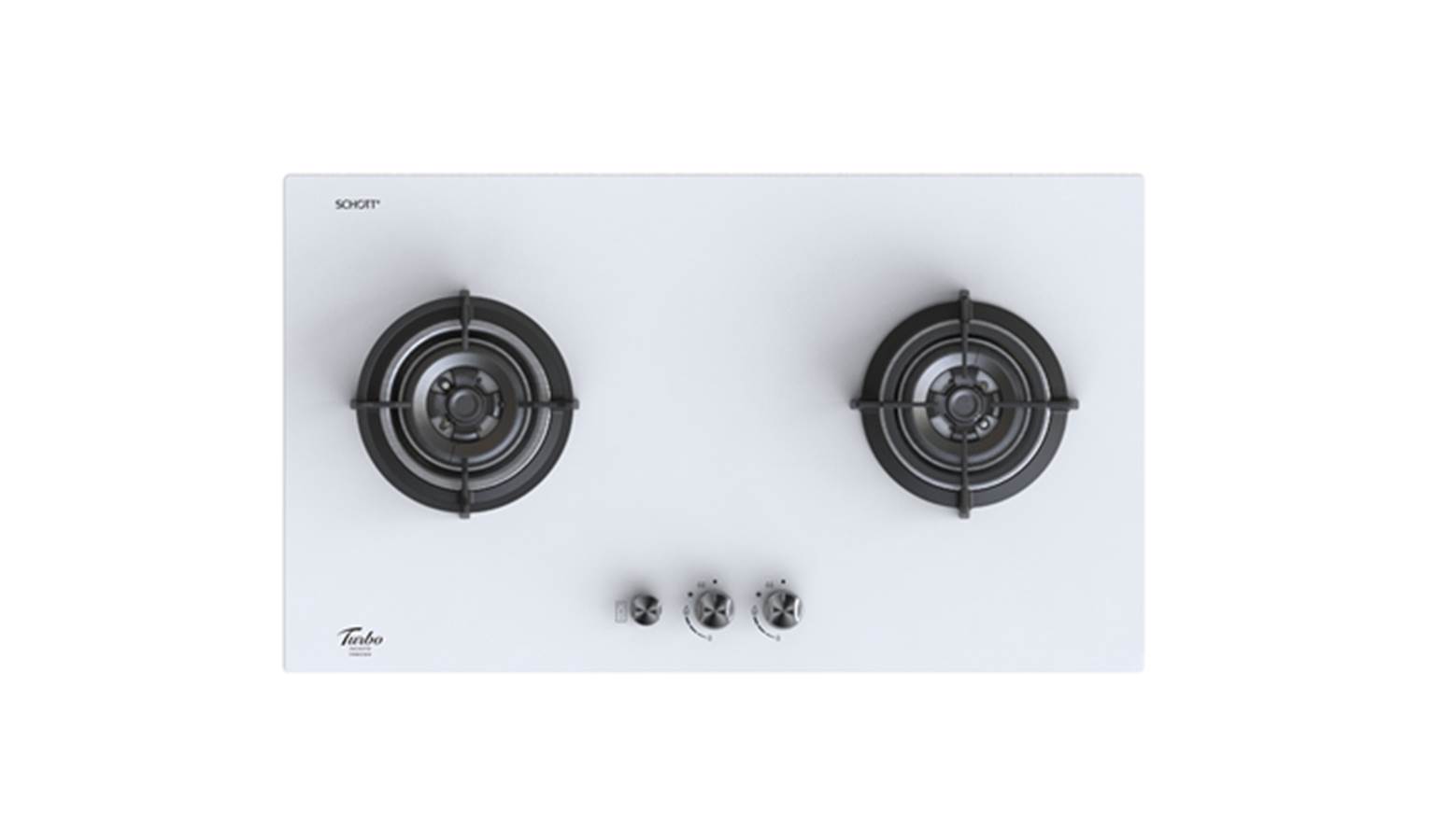 Turbo Incanto T882GV-OW 88cm 2-Burner Built-In Glass Hob - White