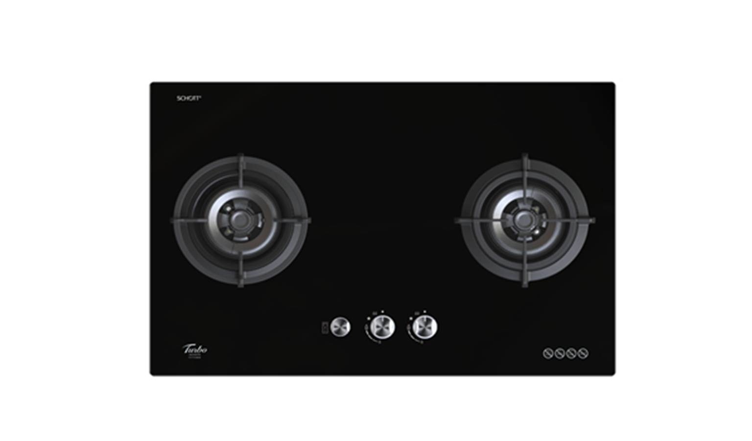 Turbo Incanto T772GV-BK 77cm 2-Burner Built-In Glass Hob - Black