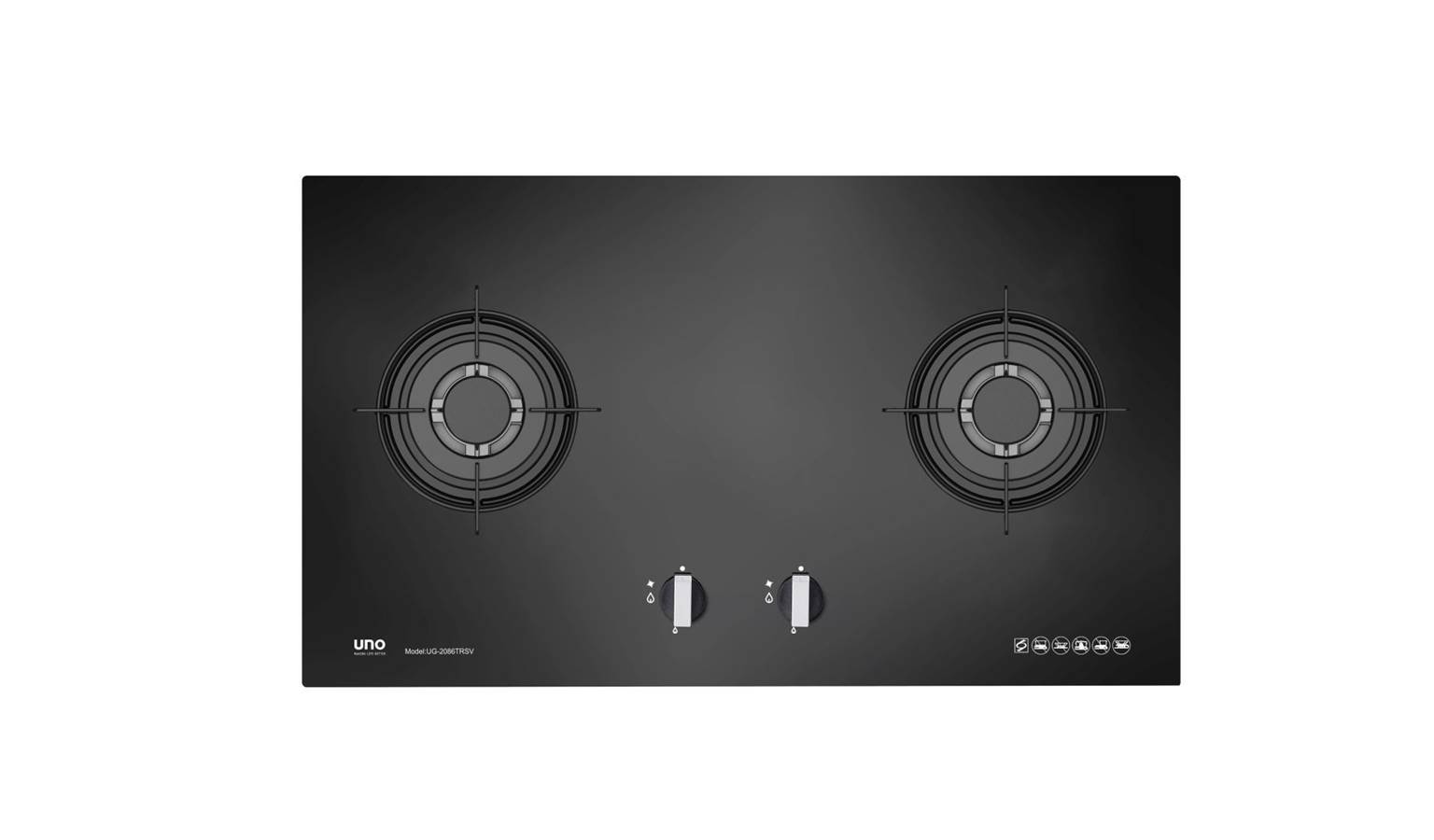Uno UG 2086TR SV (90cm) 2-Burner Glass Hob