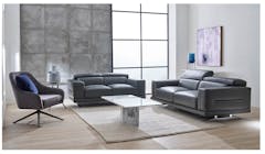Lubeck Full Leather 2-Seater Sofa with Adjustable Headrest