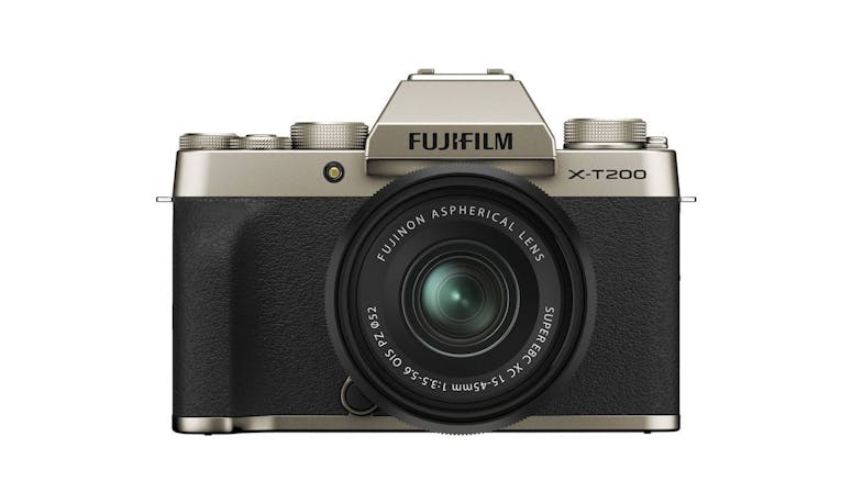 Fujifilm X-T200 Mirrorless Digital Camera with 15-45mm Lens - Champagne Gold (Front)