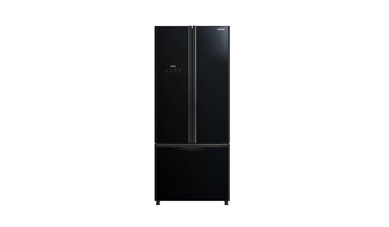 Hitachi R-WB560P9MS 465L 3-Door Refrigerator - Glass Black (Front)