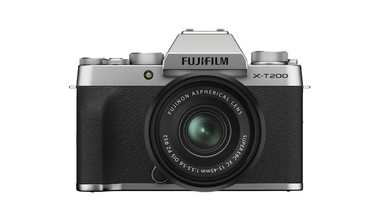 Fujifilm X-T200 Mirrorless Digital Camera with 15-45mm Lens - Silver (Front)