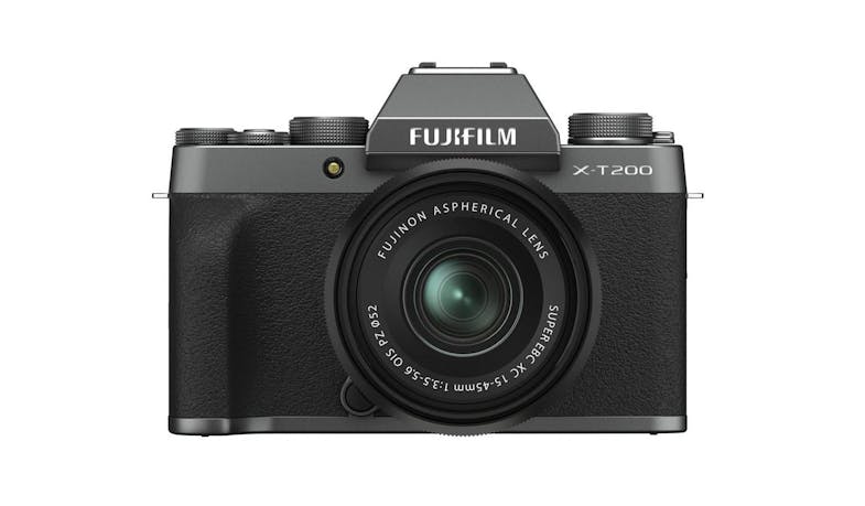 Fujifilm X-T200 Mirrorless Digital Camera with 15-45mm Lens - Dark Silver (Front)