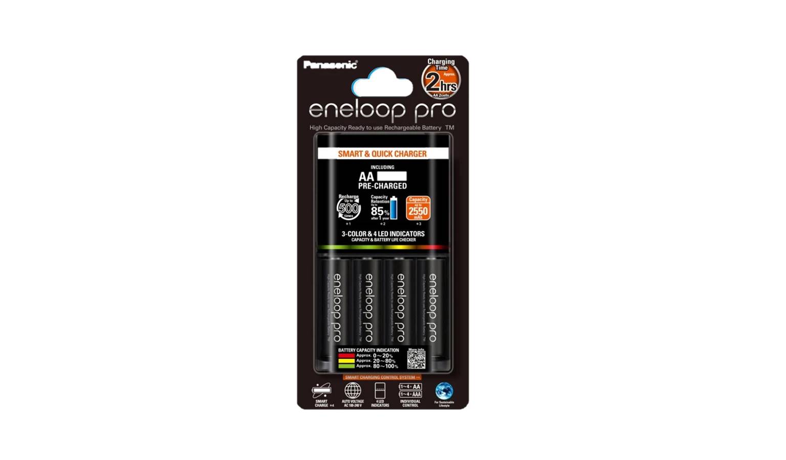 Panasonic Eneloop K-KJ55HC40T2 Charger Kit with AA Pro Batteries