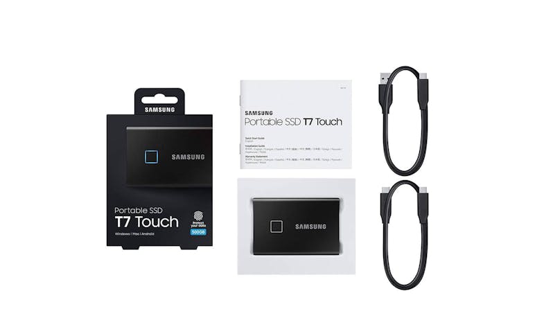Samsung MU-PC1T0K/WW Portable SSD T7 Touch 1TB External Storage - Black (accesories)
