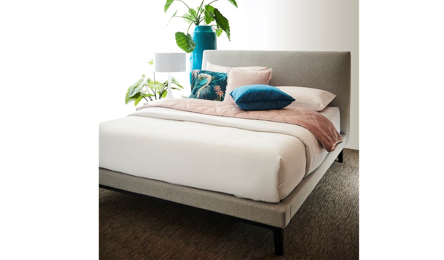 Morisset Bed Frame in Upholstered Fabric - Queen Size