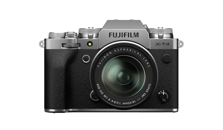 Fujifilm X-T4 Mirrorless Camera with 18-55mm Lens - Silver - Front