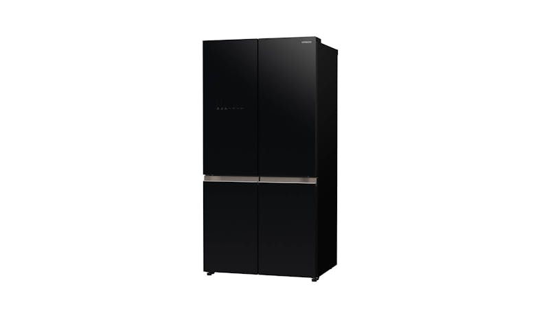 Hitachi R-WB640V0MS-GBK (Nett 569L) French Bottom Freezer Deluxe Refrigerator - Glass Black - facing left