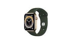 Apple Watch Series 6 4G 44mm Gold Stainless Steel Case Sport Band Smartwatch - Cyprus Green