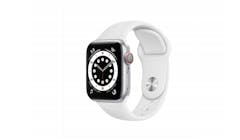 Apple Watch Series 6 4G 40mm Silver Stainless Steel Case Sport Band Smartwatch - White