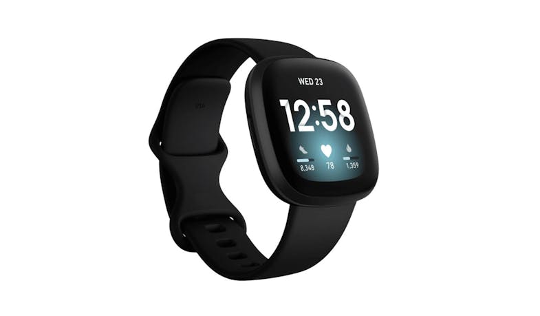 Fitbit FB511BKBK Versa 3 Black Aluminium Smart Watch - Black - Main
