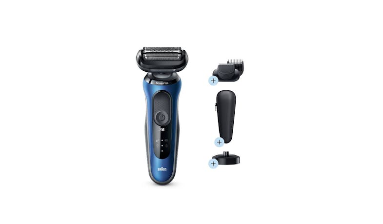 Braun Series 6 Wet & Dry Shaver with Charging Stand and Attachment - Blue - Main