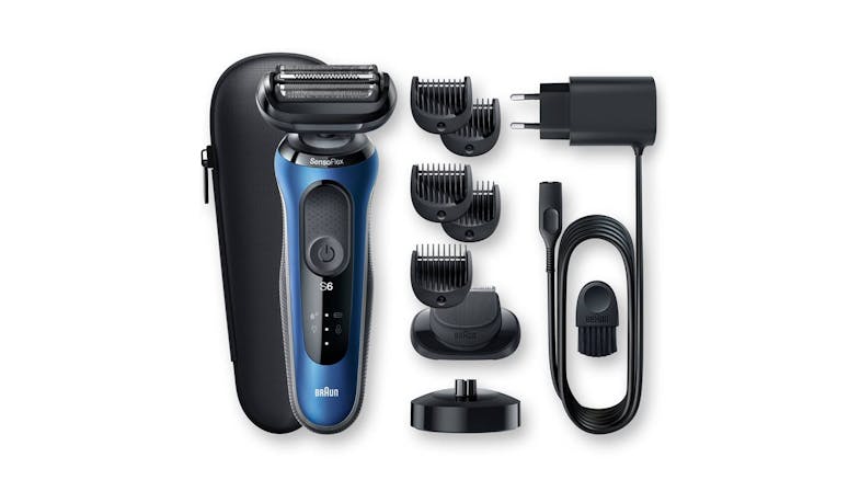 Braun Series 6 Wet & Dry Shaver with Charging Stand and Attachment - Blue - accessories