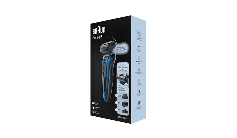 Braun Series 6 Wet & Dry Shaver with Charging Stand and Attachment - Blue - package