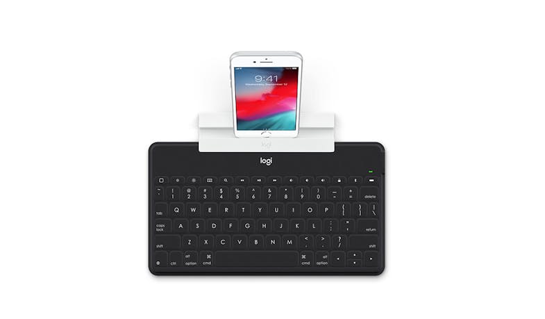 Logitech (920-008536) Keys To Go Ultra Slim Keyboard with iPhone Stand - Black (Top View without phone)