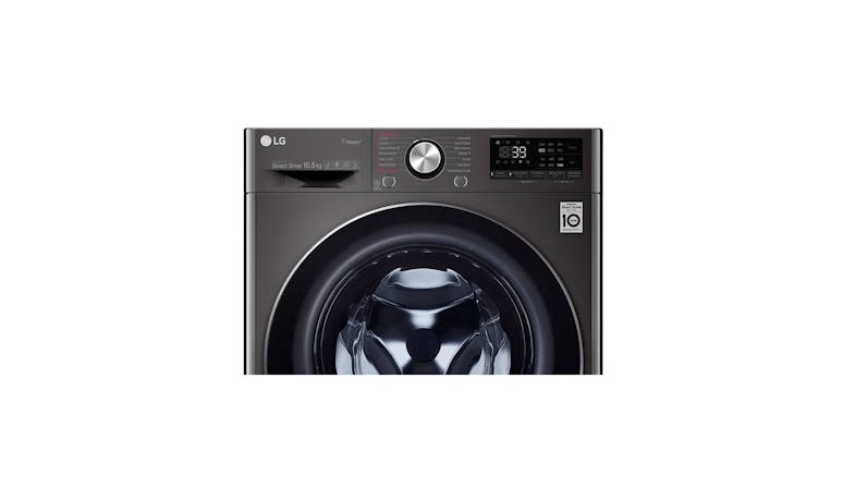 LG AI Direct Drive FV1450S2K 10.5kg Front Load Washing Machine - Premium Black (Half Top View)