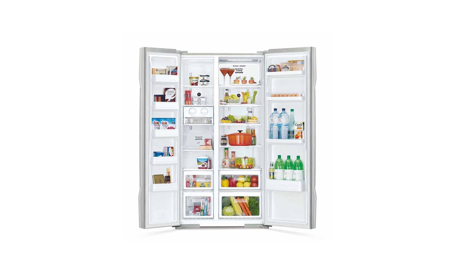 Hitachi SXS (RS700PMS0) 595L Side By Side Refrigerator Glass Silver