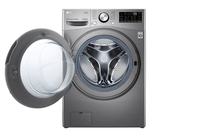 LG AI Direct Drive™ F2515RTGV 15kg/8kg Front Load Washer Dryer Combo - Stone Silver   (Halfed Open View)