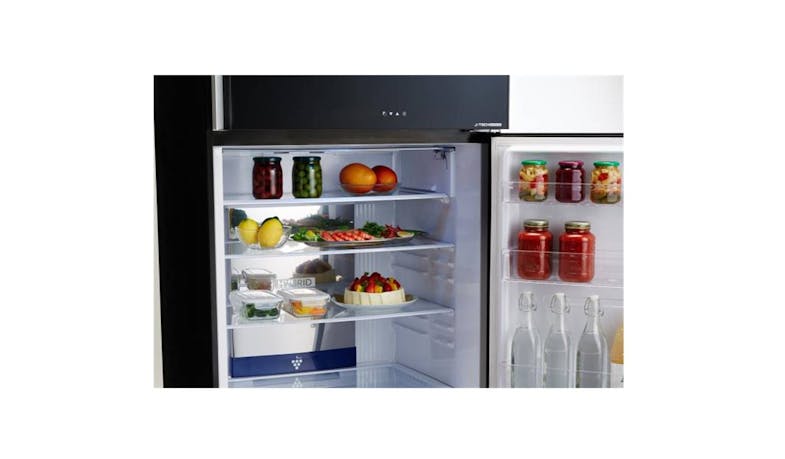 Sharp 600L Top Refrigerator - Black SJ-PG60P2 (Top Inner View)