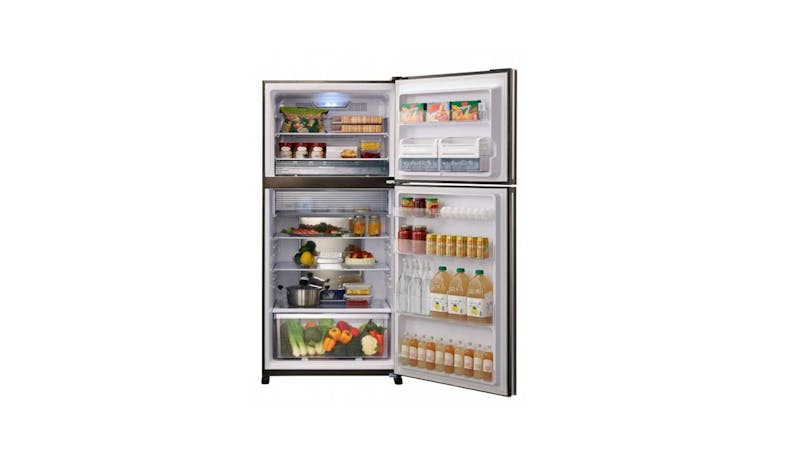 Sharp 600L Top Refrigerator - Black SJ-PG60P2 (Open View)