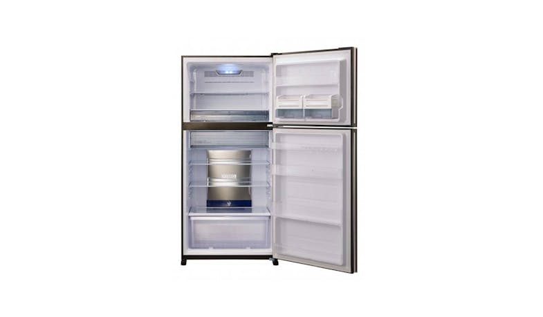 Sharp 600L Top Refrigerator - Dark Silver SJ-PG60P2 (Opened  View)