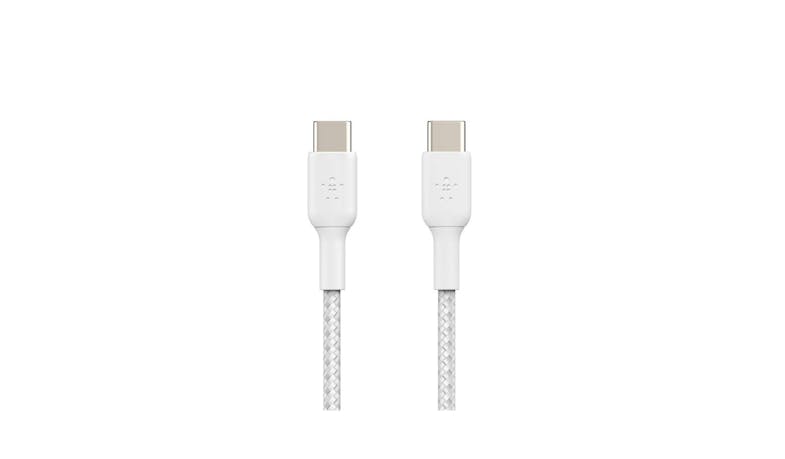 Belkin Braided USB-C to USB-C Cable 1m - White CAB004bt1MWH - Front View