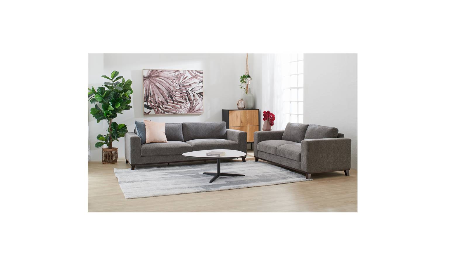 Urban Canberra 2 Seaters Sofa Skyland Anthracite (90862)Harvey