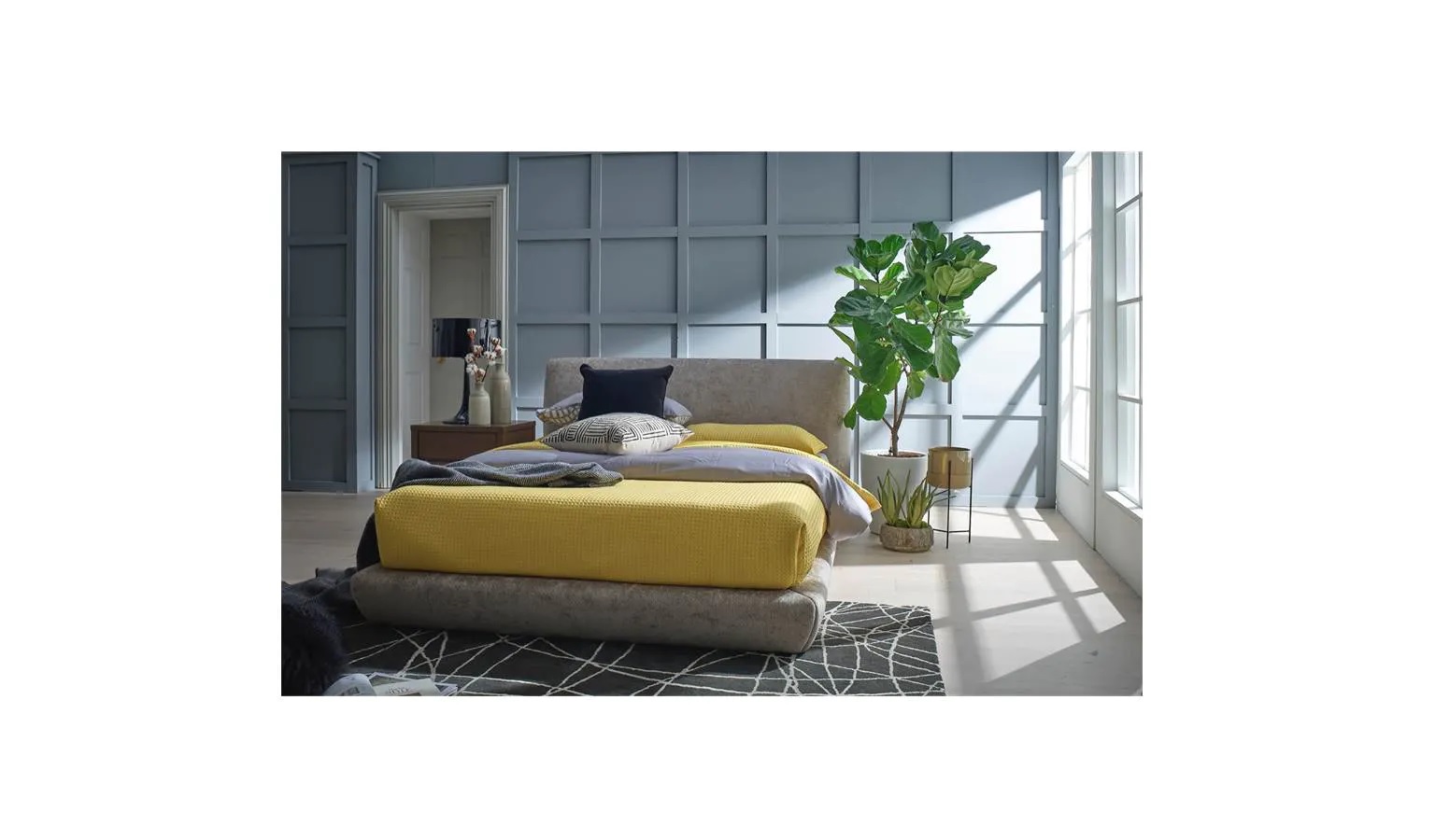 Metro Fabric Bed Frame - Queen Size