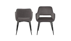 Urban Ranja Dining Chair - Dark Grey Fabric/Black (85986) - Front View