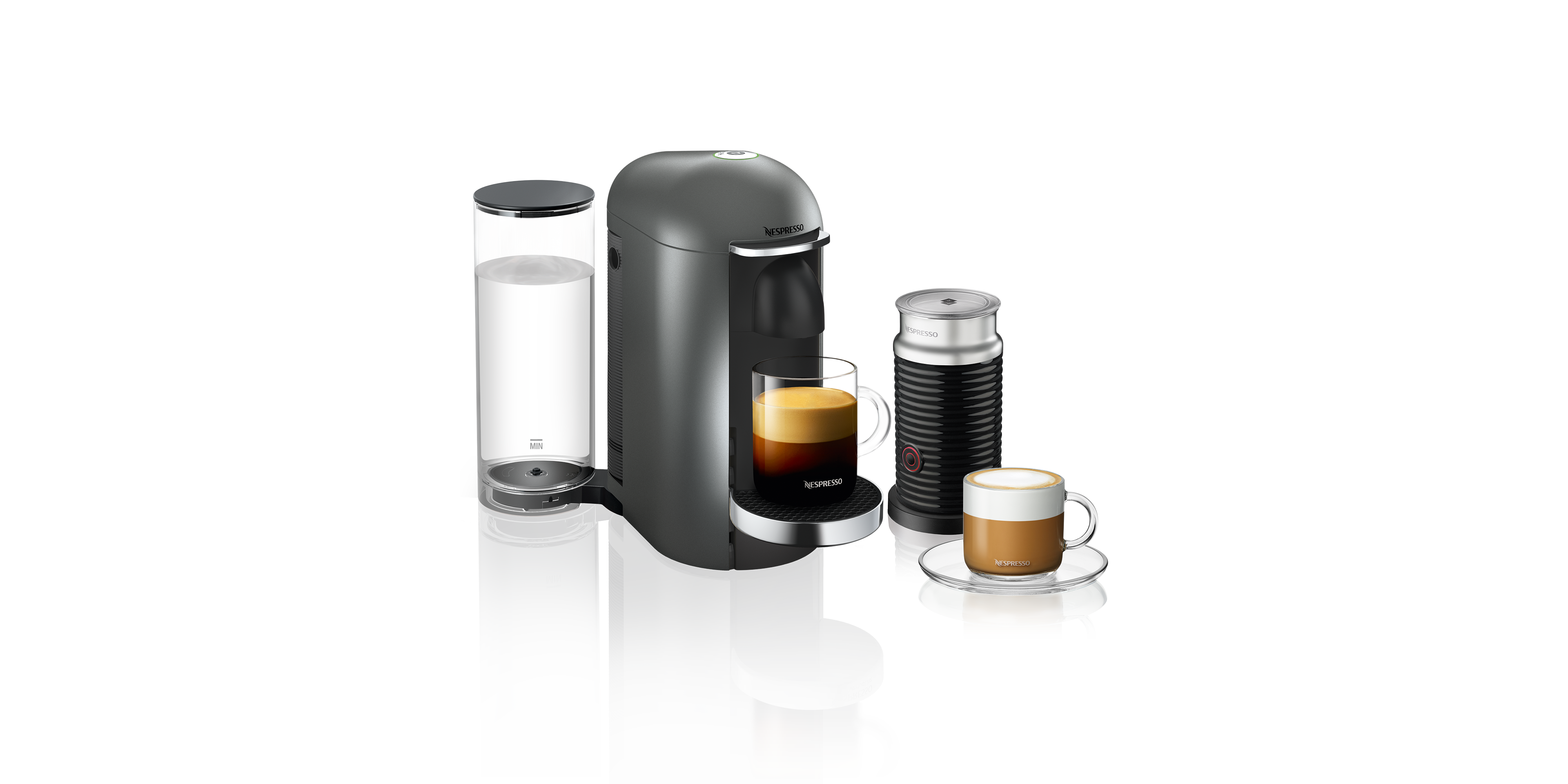 Nespresso VertuoPlus Coffee Machine & Aeroccino3 Milk Frother Titan