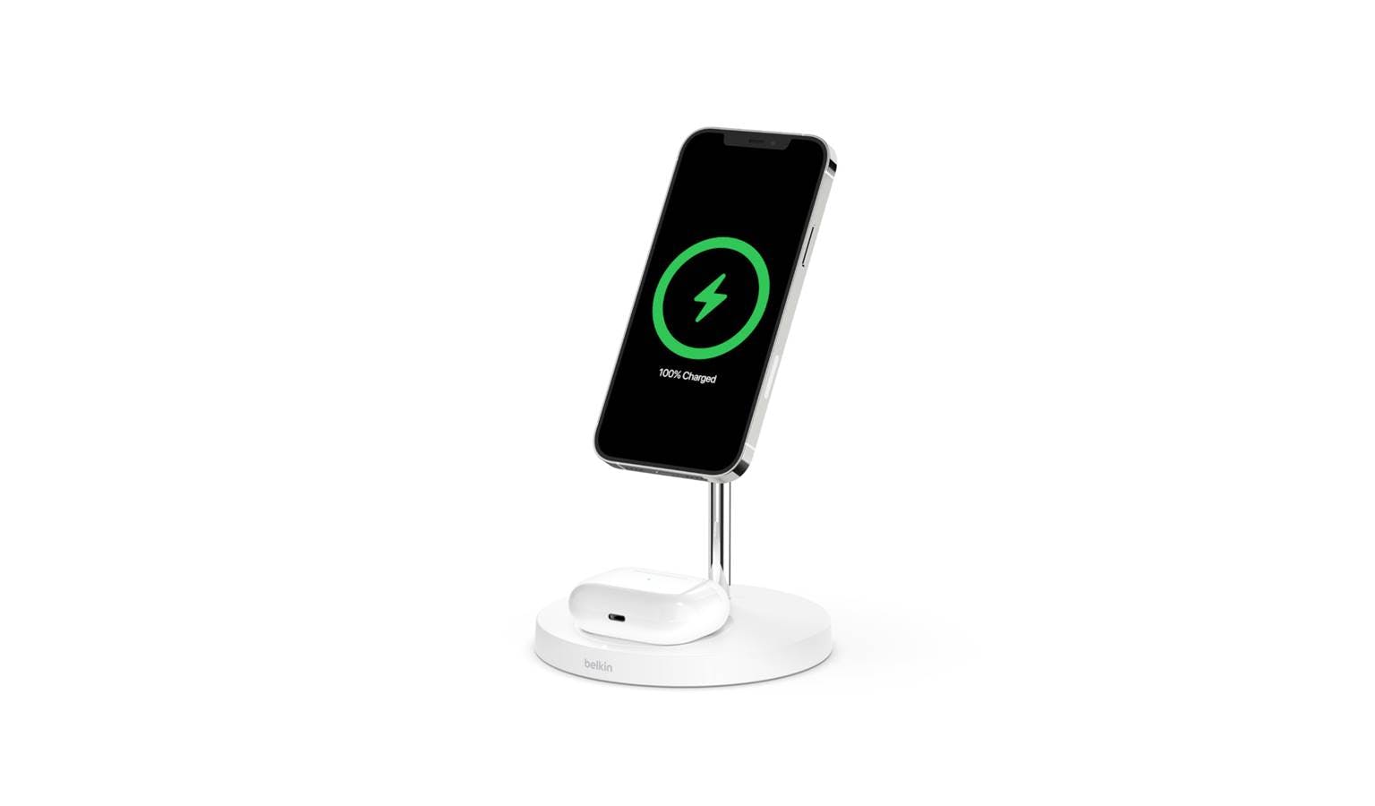 Belkin Charge Pro 2-in-1 Wireless Charger Stand with MagSafe (WIZ010MYWH)