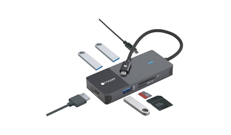Mazer 7-in-1 USB-C Multimedia Pro Hub - Black