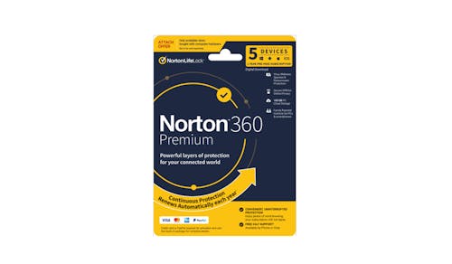 Norton 360 Premium 1 User 5 Device 12 Month Subscription Purchase with Purchase Antivirus Software