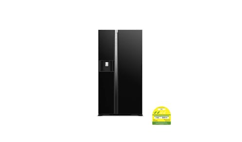Hitachi R-SX700PMS0 573L Side-by-Side Refrigerator - Glass Black
