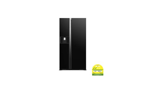 Hitachi R-SX700PMS0 573L Side-by-Side Refrigerator - Glass Black