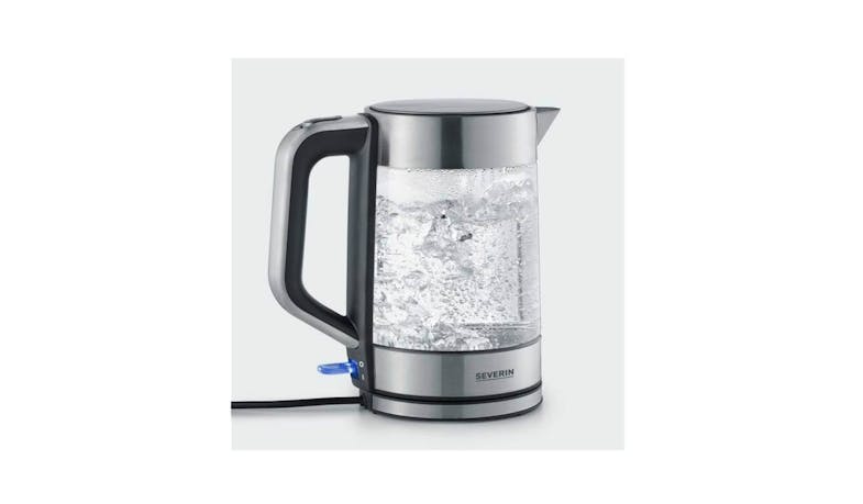 Severin WK 3420 1.7 L Electric Glass Kettle - Black/Stainless Steel (Side View)