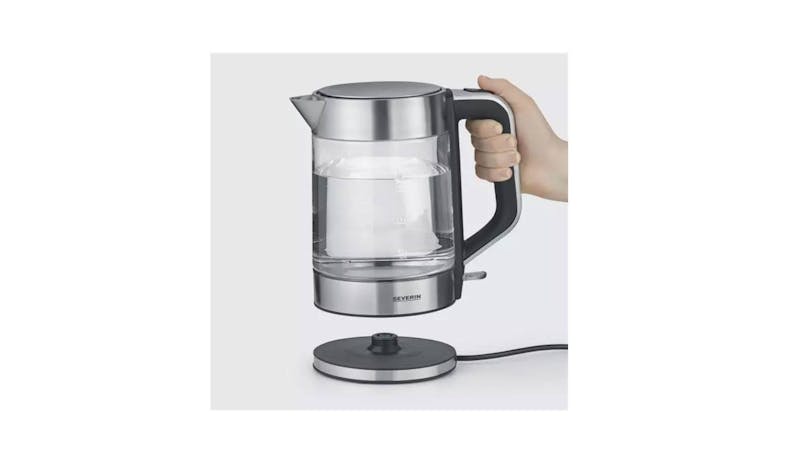 Severin WK 3420 1.7 L Electric Glass Kettle - Black/Stainless Steel (Front View)